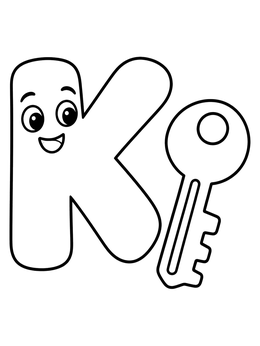 Free printable Friendly Letter K And Key coloring page