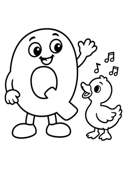 Free printable Friendly Letter Q And Quacking Duckling coloring page