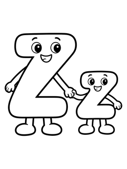 Free printable Friendly Letter Z Characters Holding Hands coloring page