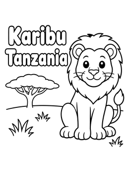 Free printable Friendly Lion In The Savanna coloring page