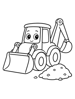 Free printable Friendly Little Backhoe With Dirt coloring page
