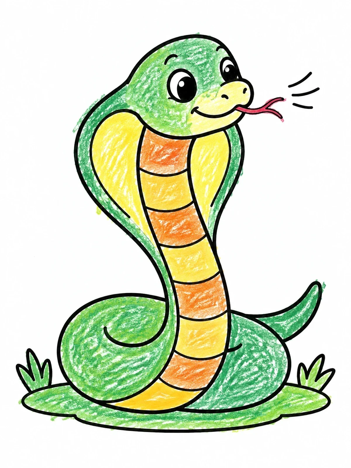 Colored example of the Friendly Little Cobra With Forked Tongue coloring page