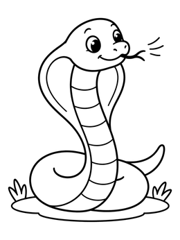 Free printable Friendly Little Cobra With Forked Tongue coloring page