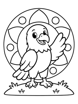 Free printable Friendly Little Eagle Waving coloring page