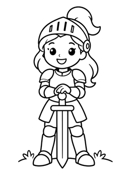 Free printable Friendly Little Knight With Sword coloring page