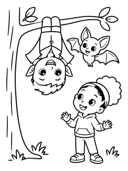 Free printable Little Vampire Hanging With Friends coloring page