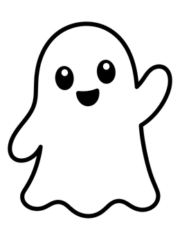 Free printable Friendly Little Waving Ghost coloring page