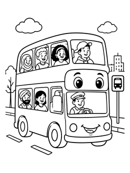 Free printable Friendly London Double Decker Bus coloring page