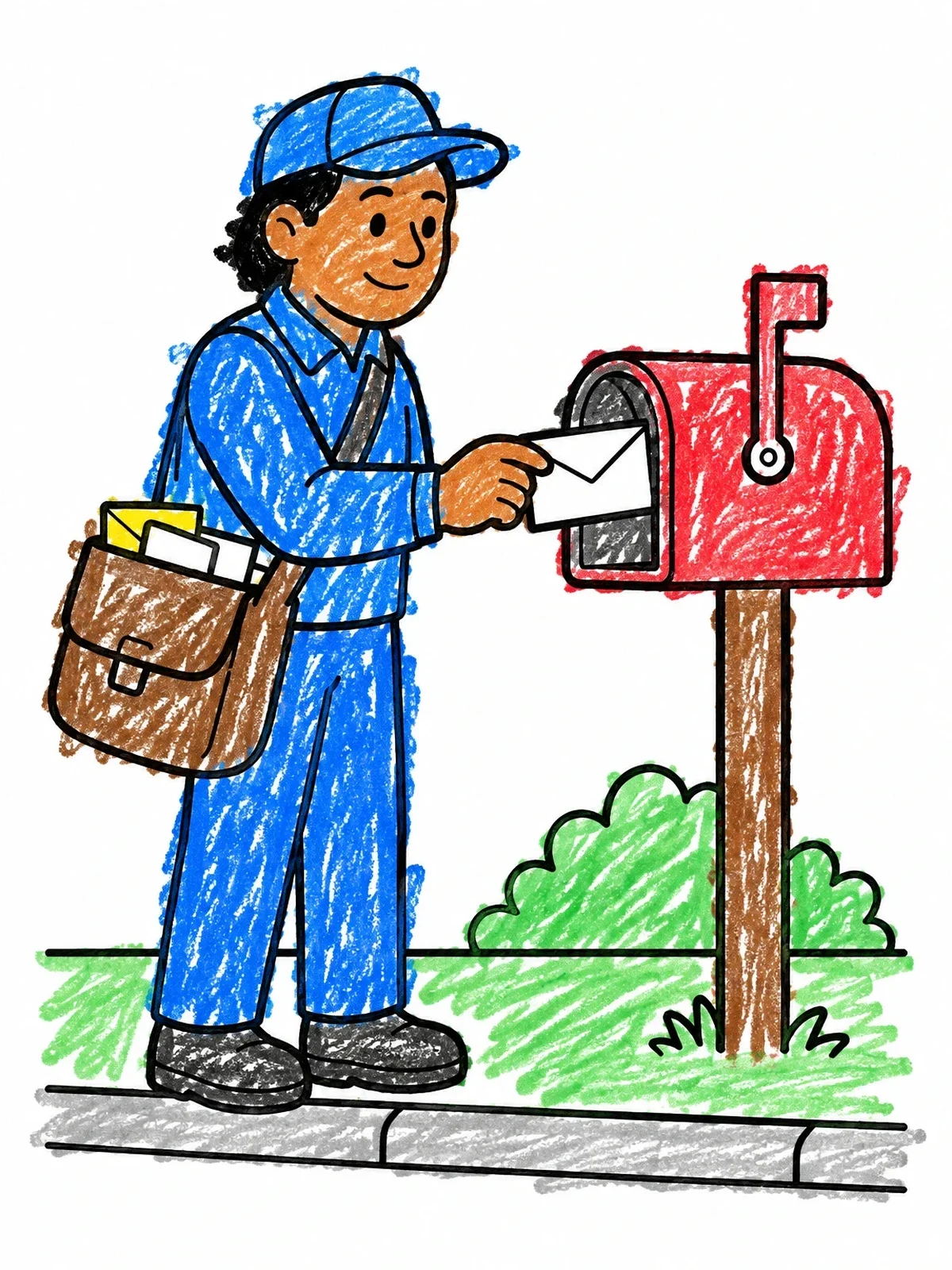 Colored example of the Friendly Mail Carrier Delivering A Letter coloring page