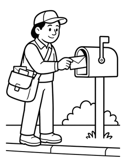 Free printable Friendly Mail Carrier Delivering A Letter coloring page