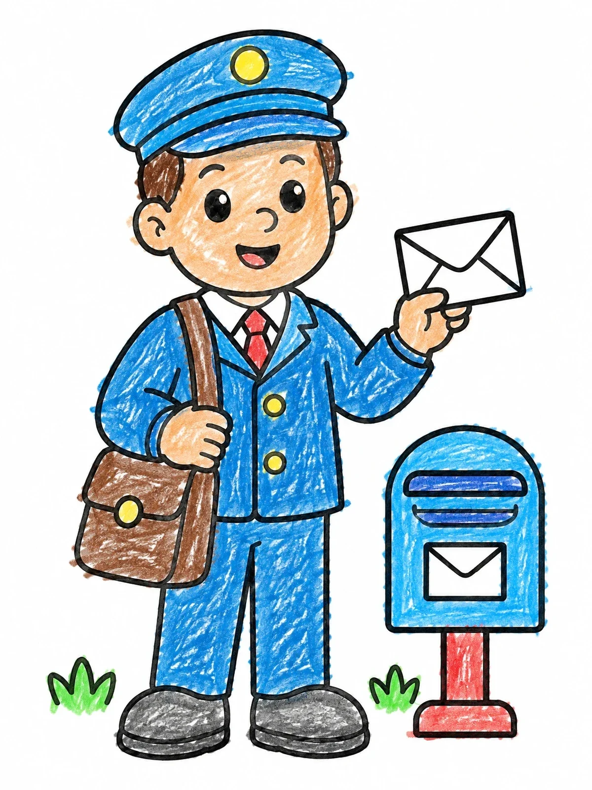 Colored example of the Friendly Mail Carrier Delivering Letter coloring page