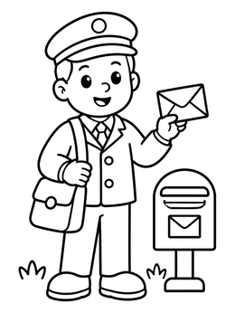 Free printable Friendly Mail Carrier Delivering Letter coloring page