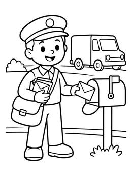Free printable Friendly Mail Carrier Delivering Letters coloring page