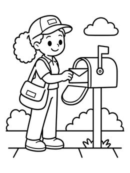 Free printable Friendly Mail Carrier Delivering A Letter coloring page