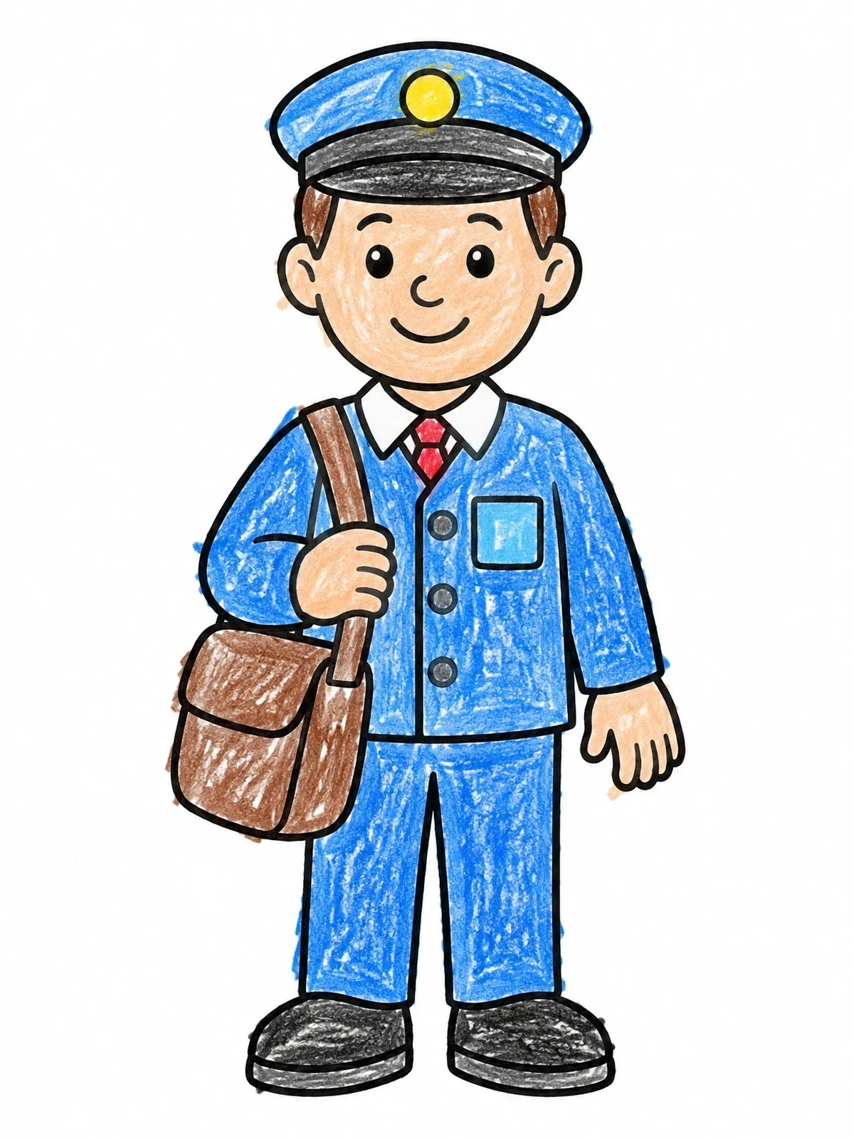Colored example of the Friendly Mail Carrier In Uniform coloring page