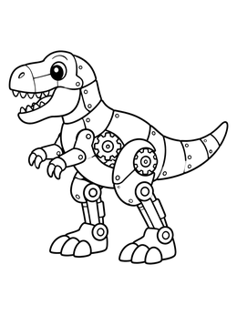 Free printable Friendly Mechanical Robot Dinosaur coloring page