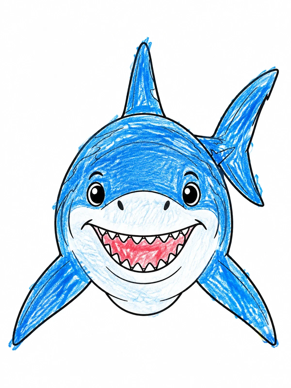Colored example of the Friendly Megalodon Swimming Forward coloring page
