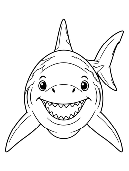 Free printable Friendly Megalodon Swimming Forward coloring page
