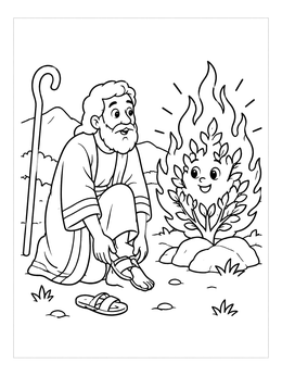 Free printable Moses And The Friendly Burning Bush coloring page