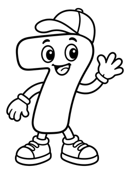 Free printable Friendly Number Seven In Sneakers coloring page