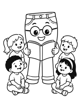 Free printable Storytime With Friendly Pants coloring page