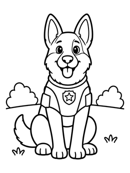 Free printable Friendly Police Dog In Uniform coloring page