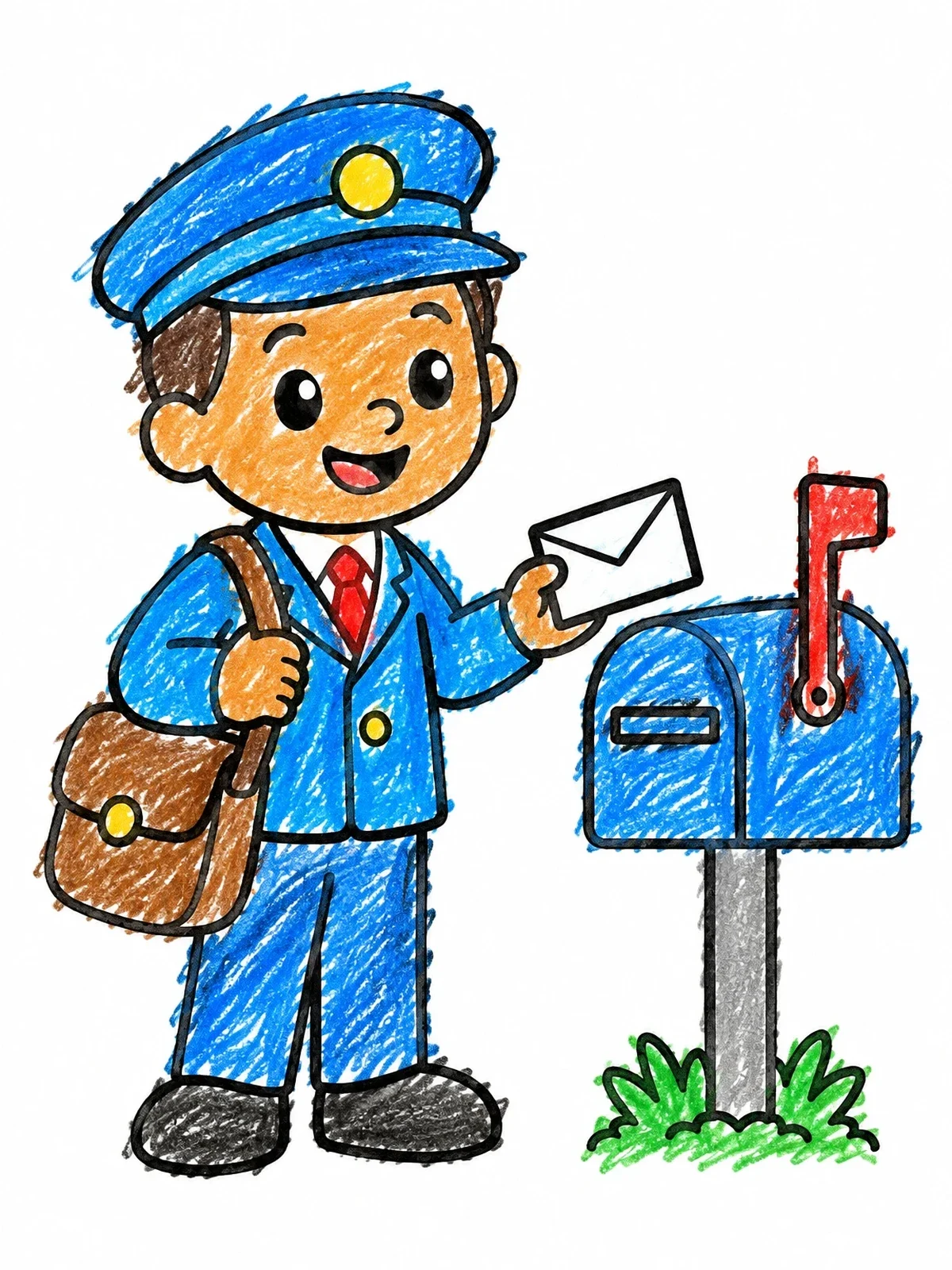 Colored example of the Friendly Mail Carrier Delivering Letter coloring page