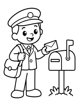 Free printable Friendly Mail Carrier Delivering Letter coloring page