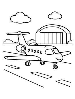 Free printable Friendly Private Jet On Airport Runway coloring page