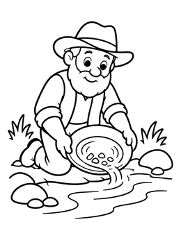 Free printable Friendly Prospector Panning For Gold coloring page