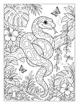Free printable Friendly Python On Jungle Branch coloring page