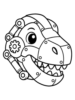 Free printable Friendly Robot Dinosaur Head coloring page