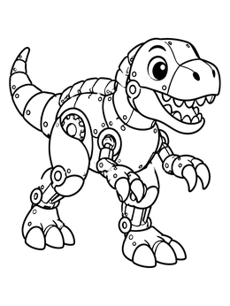 Free printable Friendly Robot T Rex coloring page