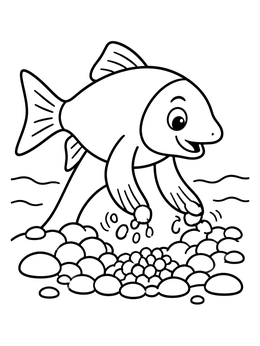Free printable Friendly Salmon Making A Gravel Nest coloring page