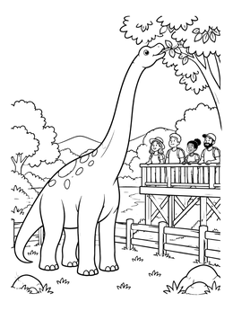 Free printable Friendly Sauropod In The Park coloring page