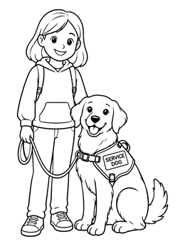 Free printable Friendly Service Dog And Handler coloring page