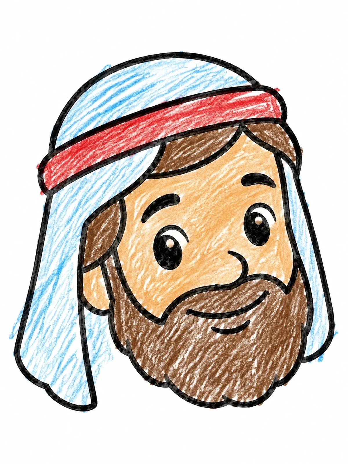Colored example of the Friendly Shepherd Face Portrait coloring page