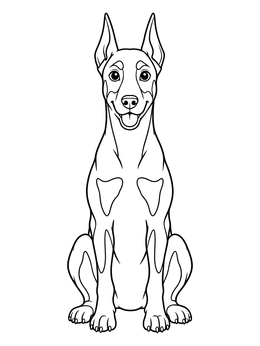 Free printable Friendly Sitting Doberman Pinscher coloring page