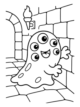 Free printable Friendly Slime Monster In Dungeon coloring page