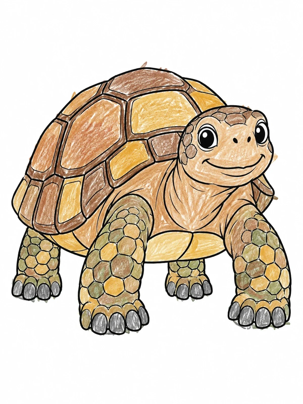 Colored example of the Friendly Smiling Desert Tortoise coloring page