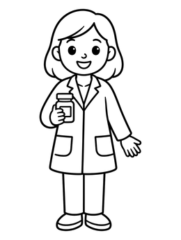 Free printable Friendly Smiling Pharmacist Holding Medicine coloring page