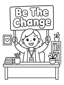 Free printable Friendly Social Worker At Desk coloring page
