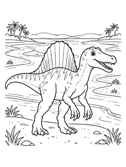 Free printable Friendly Spinosaurus By The River coloring page