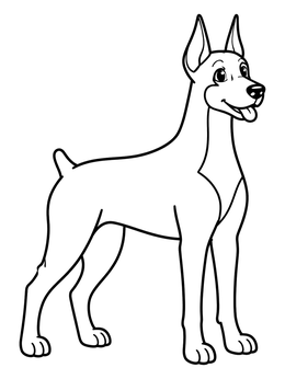 Free printable Friendly Standing Doberman Pinscher coloring page