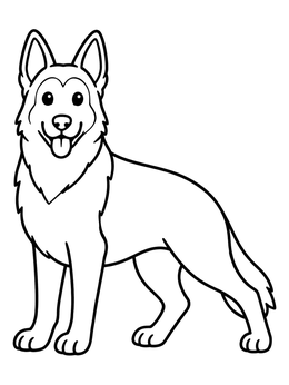 Free printable Friendly Standing German Shepherd coloring page