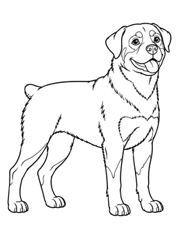 Free printable Friendly Standing Rottweiler Dog coloring page