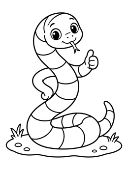 A cheerful coral snake gives a thumbs up on this fun coral coloring page.