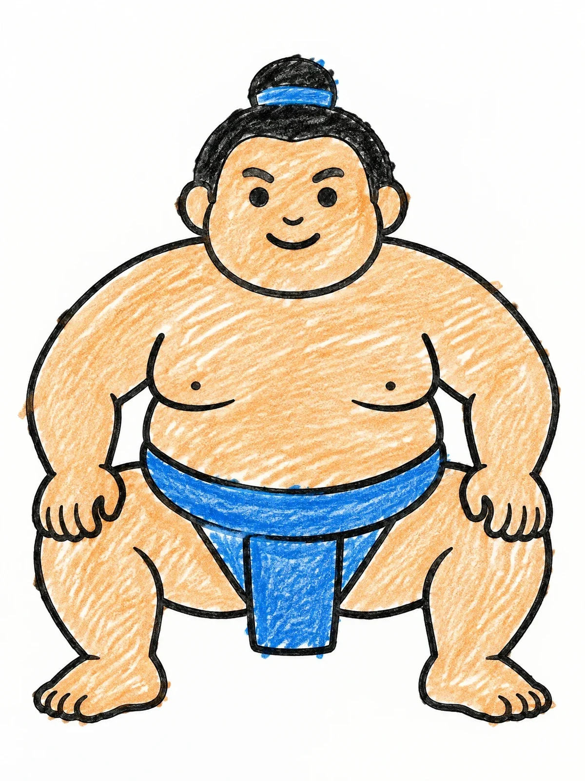 Colored example of the Friendly Sumo Wrestler Squat coloring page
