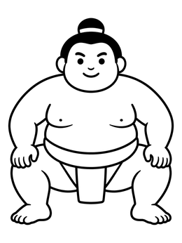 Free printable Friendly Sumo Wrestler Squat coloring page