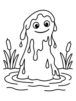 Free printable Friendly Swamp Slime Creature coloring page